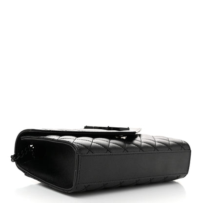 Saint Laurent Grain De Poudre Textured Mixed Matelasse Triquilt Small Monogram Monochrome Satchel Black 4 of 9
