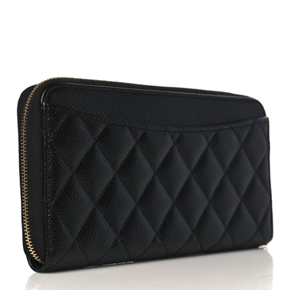 Chanel Caviar Quilted Large Gusset Zip Around Wallet Black 3 of 9
