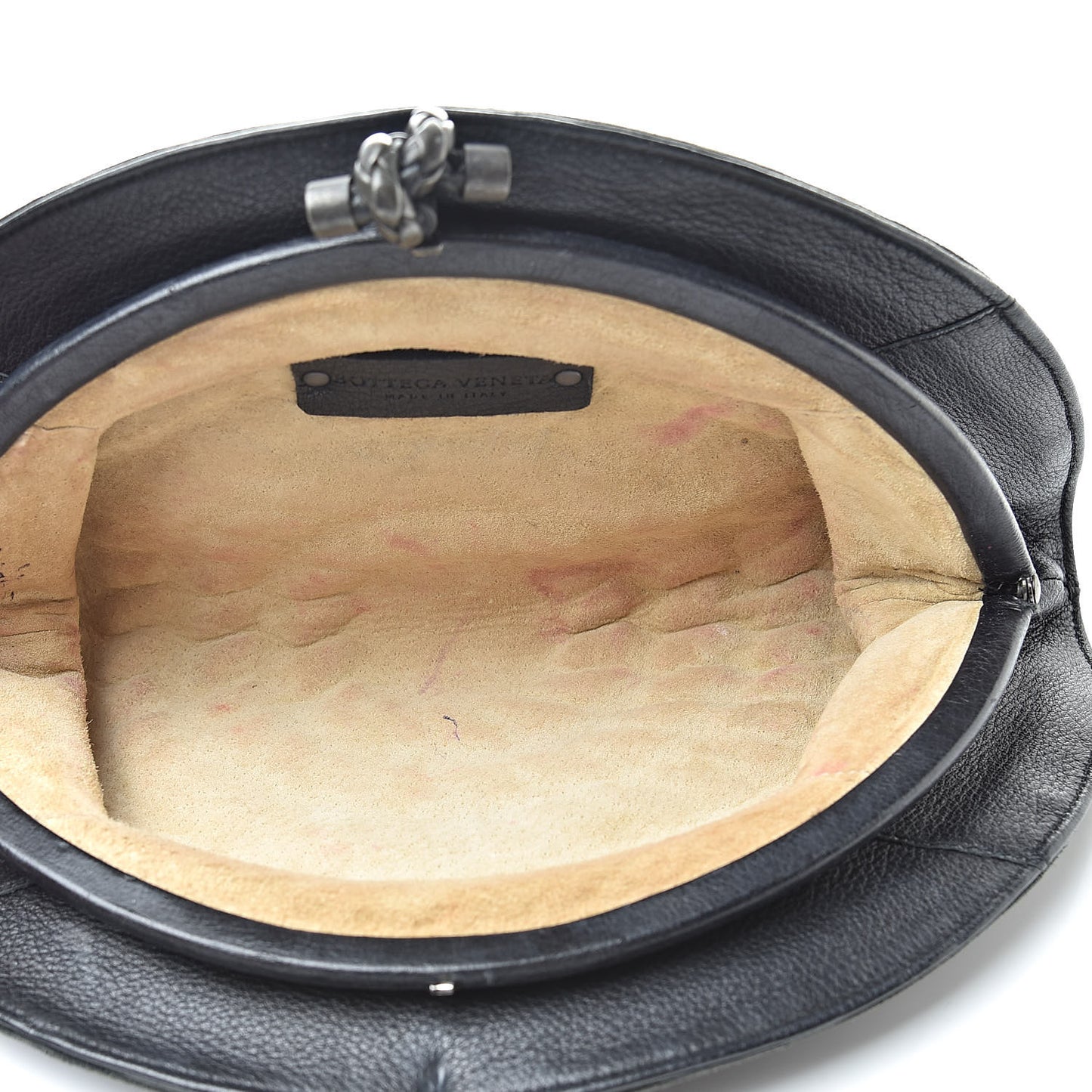 Cervo Deerskin Intrecciato Fan Clutch Black