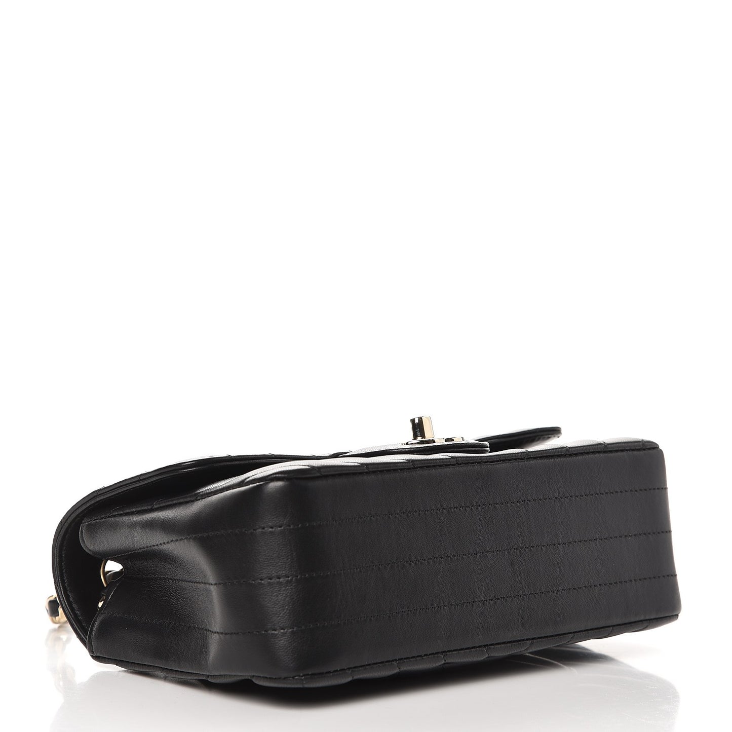Lambskin Chevron Quilted Mini Rectangular Flap Black