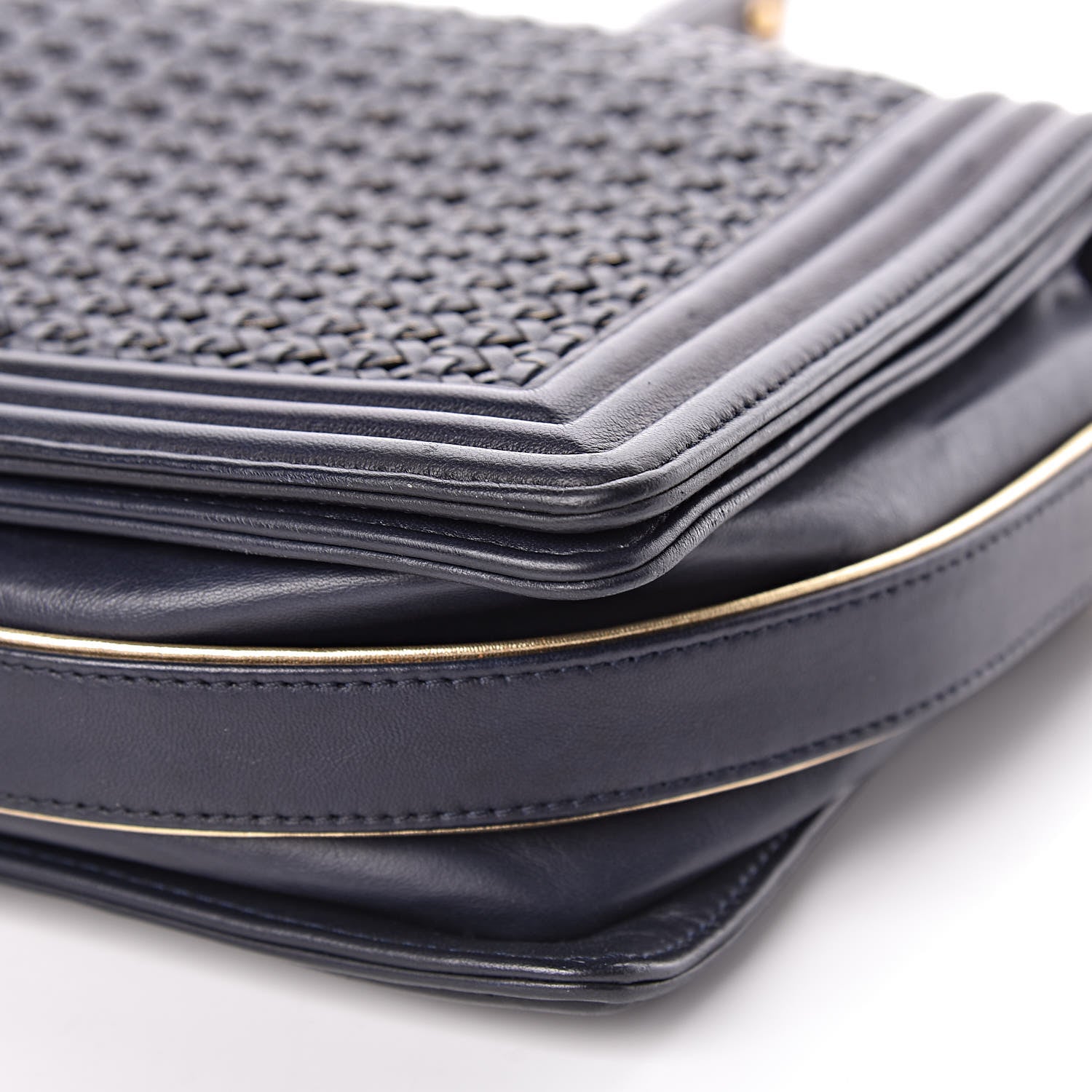 Chanel Braided Sheepskin New Medium Boy Flap Navy 10 of 14