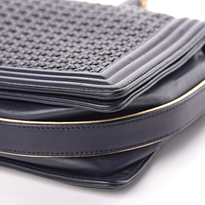 Chanel Braided Sheepskin New Medium Boy Flap Navy 10 of 14