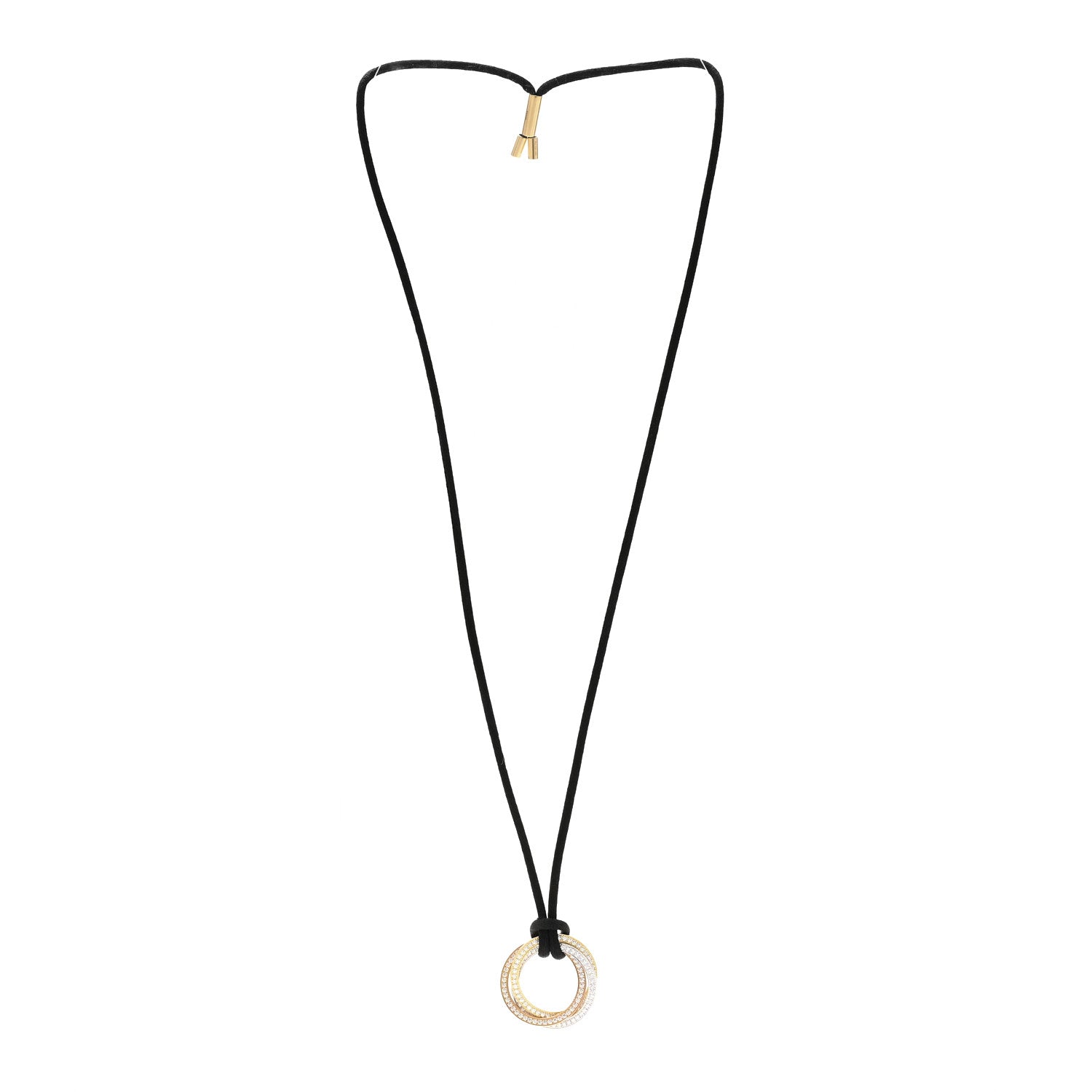 Cartier 18K Pink Yellow White Gold Diamond Trinity Paved Cord Necklace 3 of 5