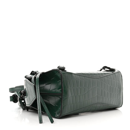 Balenciaga Semi Shiny Calfskin Crocodile Embossed Neo Classic Black Hardware Mini City Forest Green 4 of 14