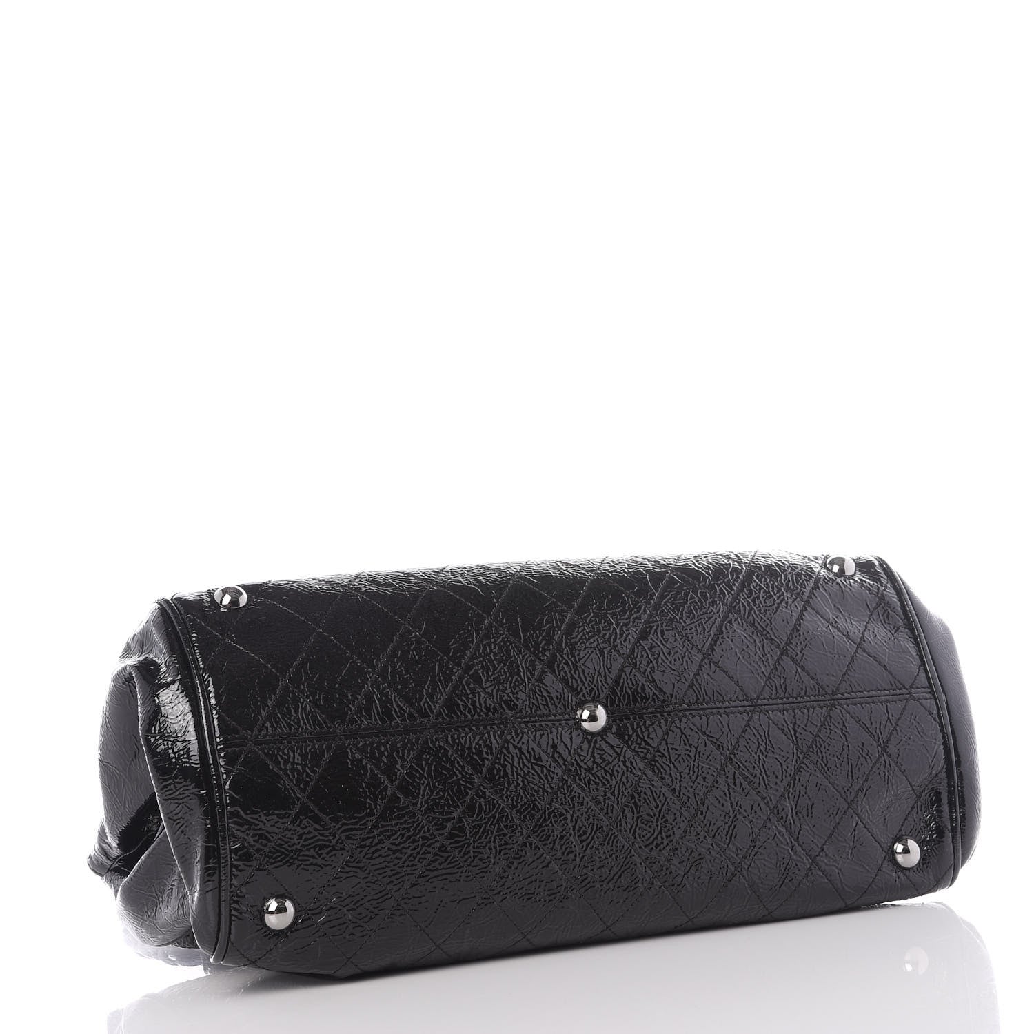 Chanel Distressed Patent Quilted Ritz Flap Bag Black 3 of 9