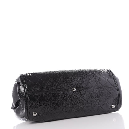 Chanel Distressed Patent Quilted Ritz Flap Bag Black 3 of 9