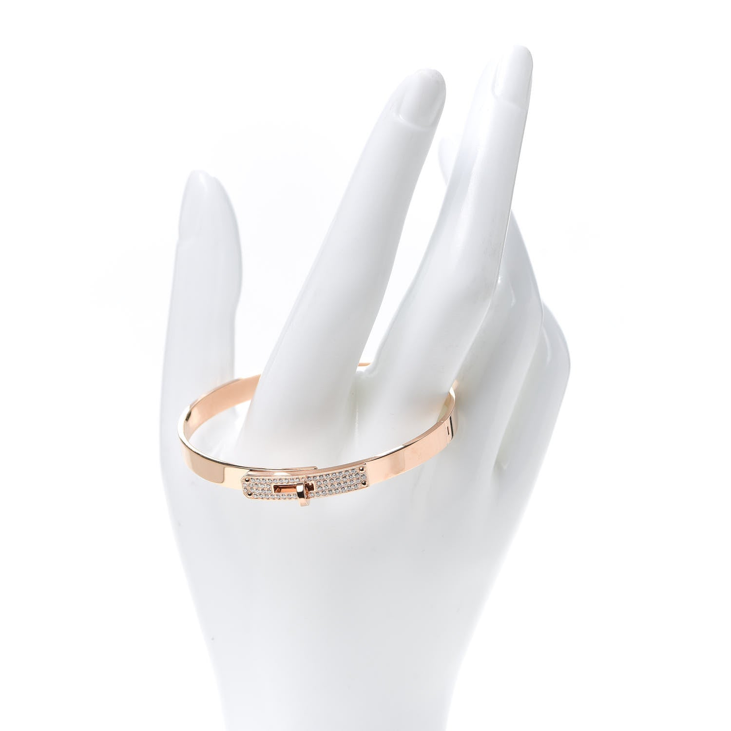 Hermes 18K Rose Gold Diamond PM Kelly Pave Bracelet SH 2 of 6