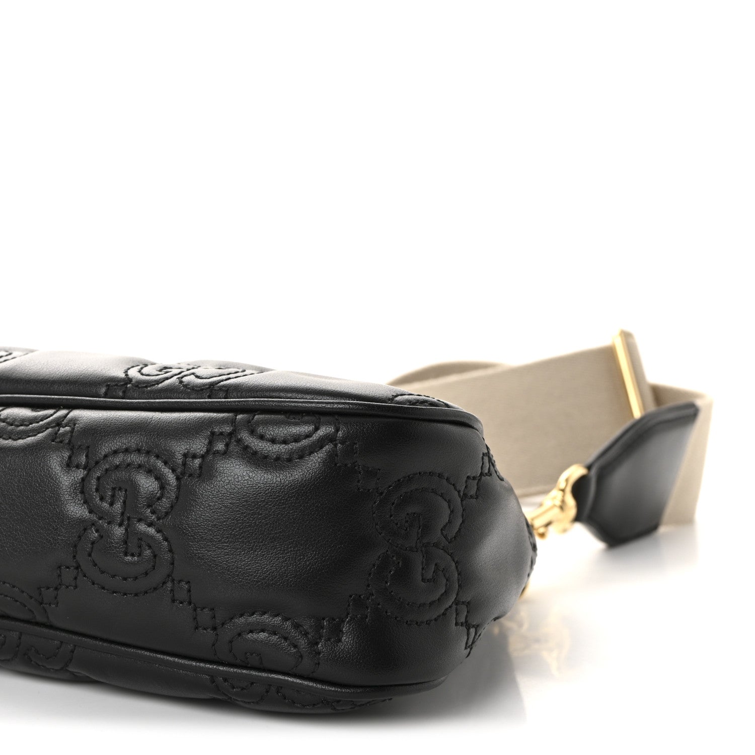 Gucci Calfskin GG Matelasse Chain Handbag Black Natural 9 of 9