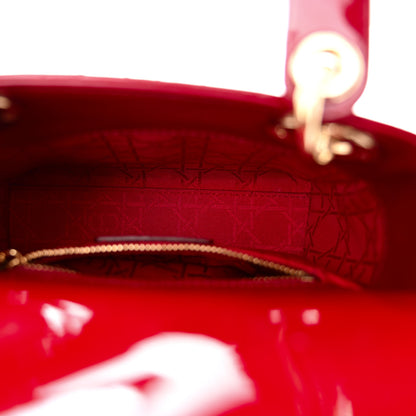 Christian Dior Patent Cannage Mini Lady Dior Red 5 of 13