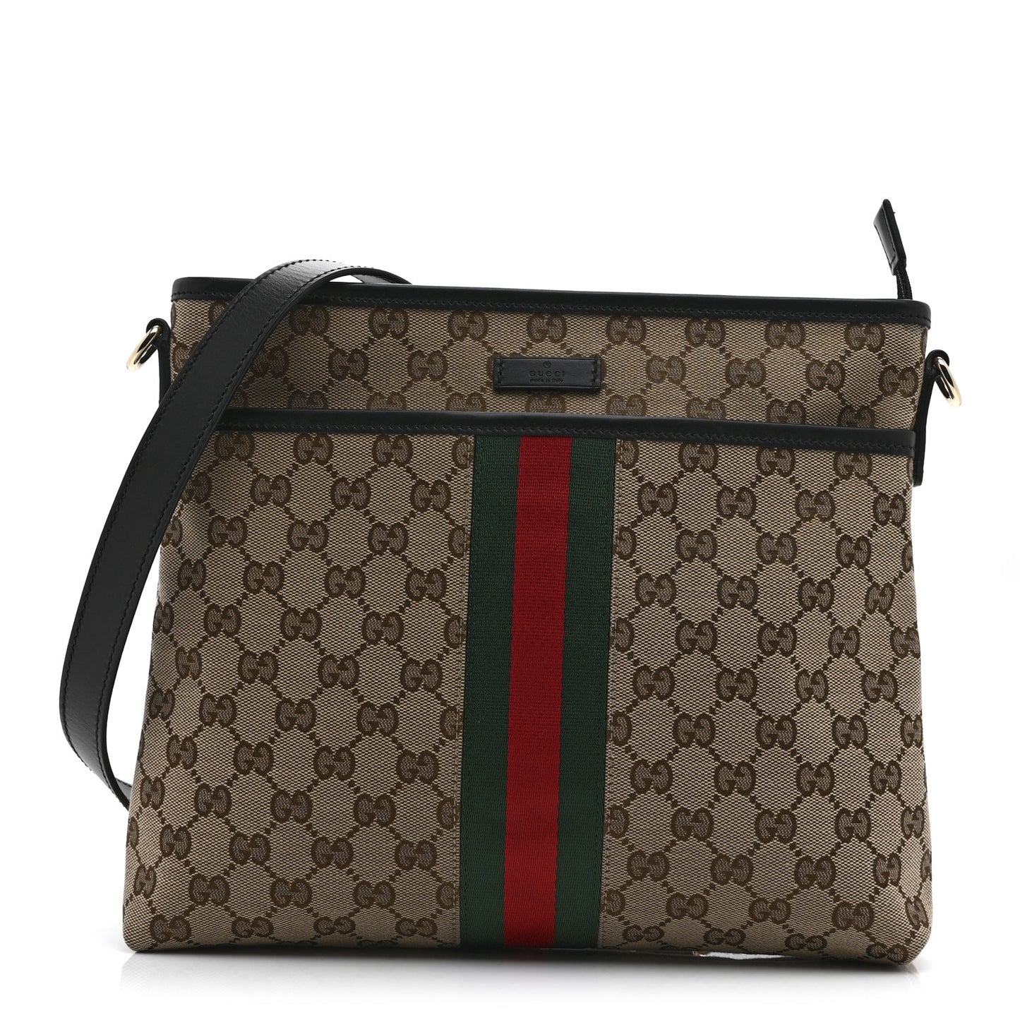GG Monogram Web Flat Messenger Bag Black