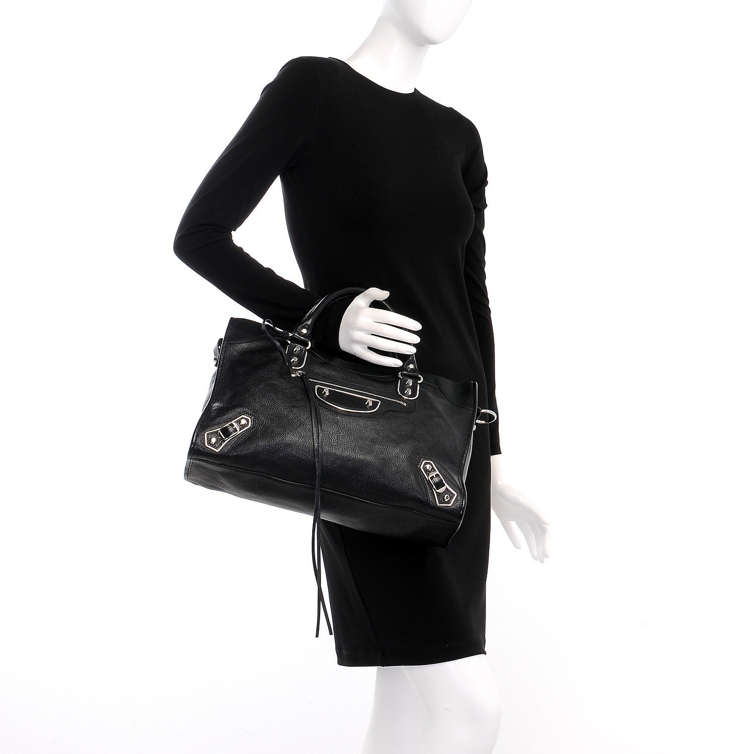 Balenciaga Chevre Silver Metallic Edge Hardware City Black 3 of 8