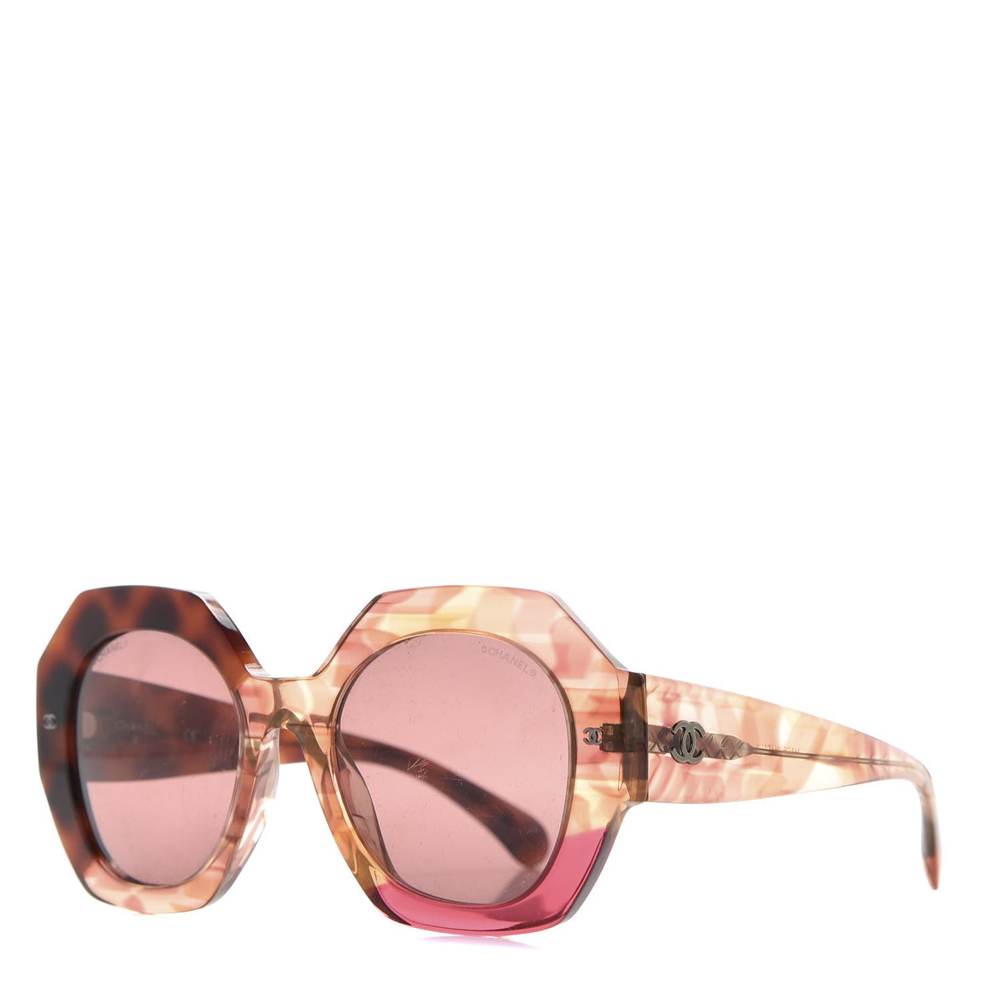 Acetate Round Sunglasses 71348A Pink Dark Tortoise