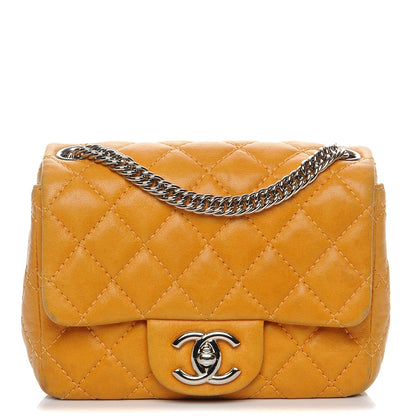 Chanel Glazed Lambskin Quilted Mini Bijoux Chain Square Flap Mango 1 of 10