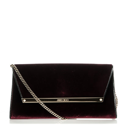 Jimmy Choo Velvet Margot Clutch Bordeaux 1 of 6