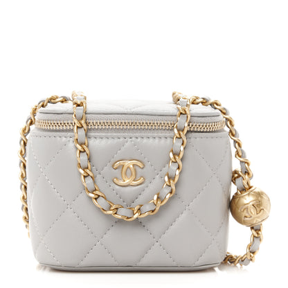Chanel Lambskin Quilted Pearl Crush Mini Vanity Case With Chain Grey 1 of 10