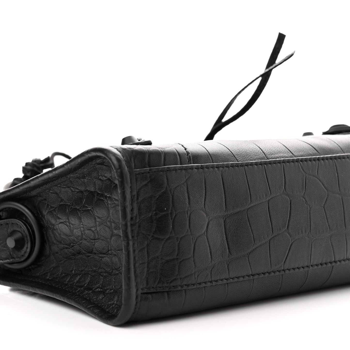 Matte Supple Lambskin Crocodile Embossed Classic Black Hardware Mini City Black