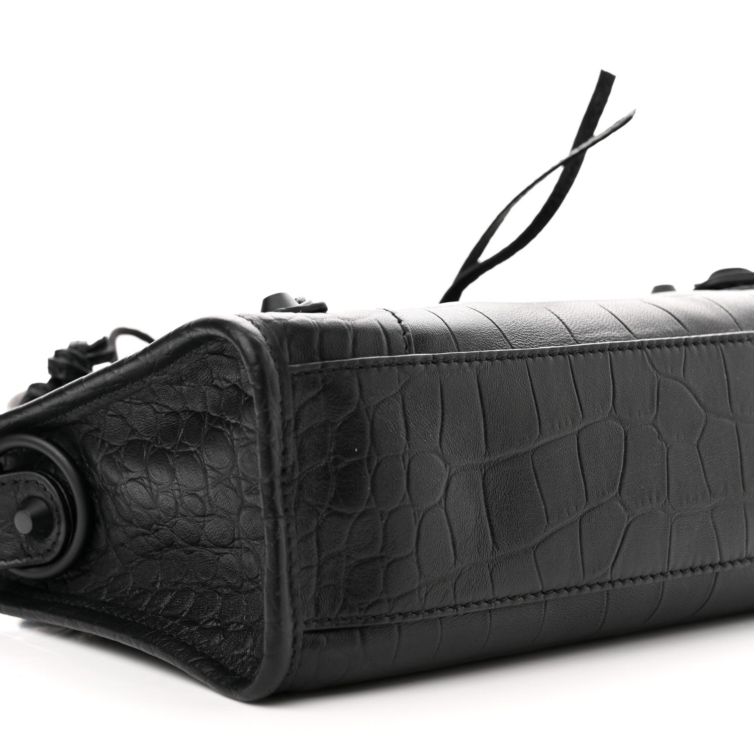 Balenciaga Matte Supple Lambskin Crocodile Embossed Classic Black Hardware Mini City Black 8 of 9