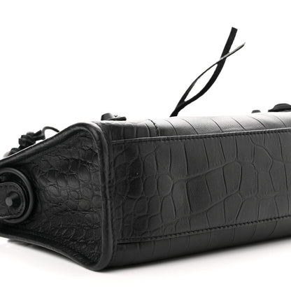 Balenciaga Matte Supple Lambskin Crocodile Embossed Classic Black Hardware Mini City Black 8 of 9