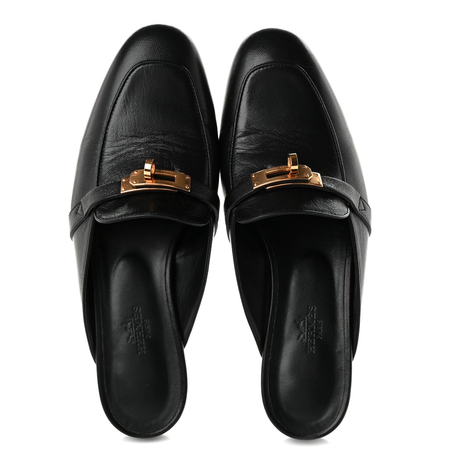 Hermes Goatskin Oz Mules 37.5 Black 5 of 10