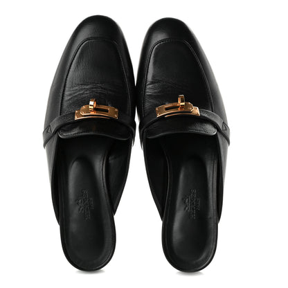 Hermes Goatskin Oz Mules 37.5 Black 5 of 10