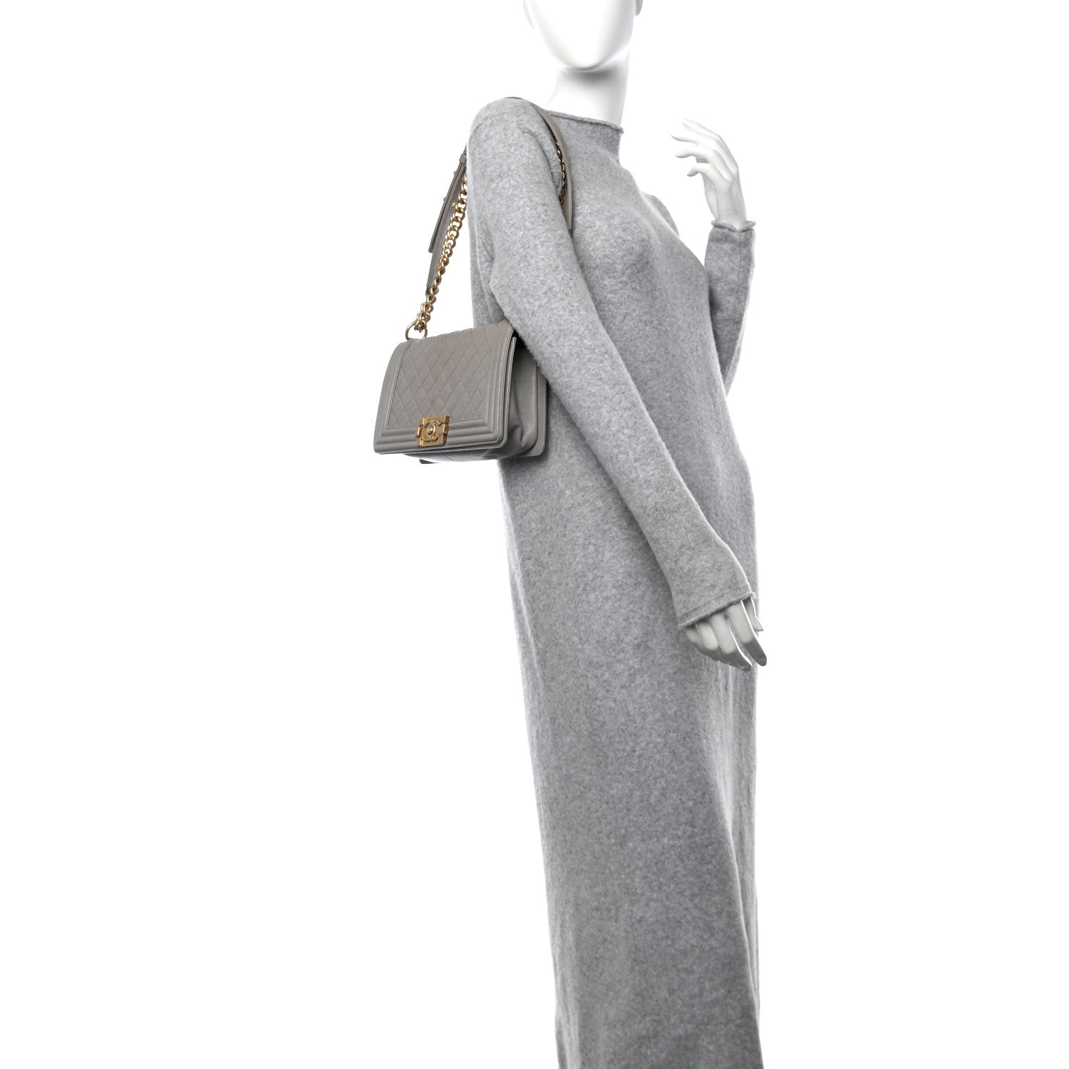 Chanel Caviar Quilted Medium Boy Flap Grey 2 of 11