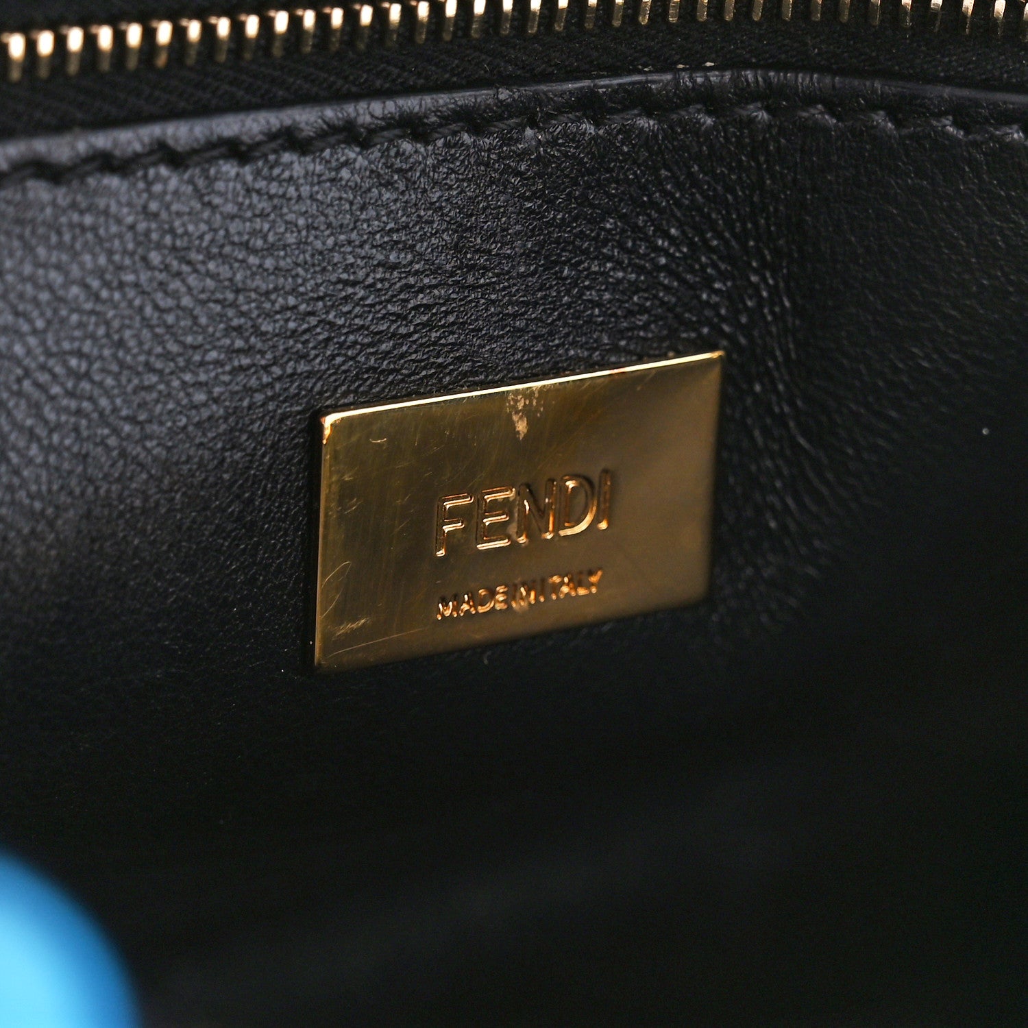 Fendi Patent Mini Plexi Handle Peekaboo Iconic Satchel Black Blue 7 of 10