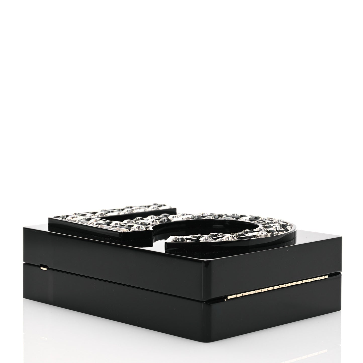 Plexiglass Strass Mosaic No 5 Minaudière Clutch  Black
