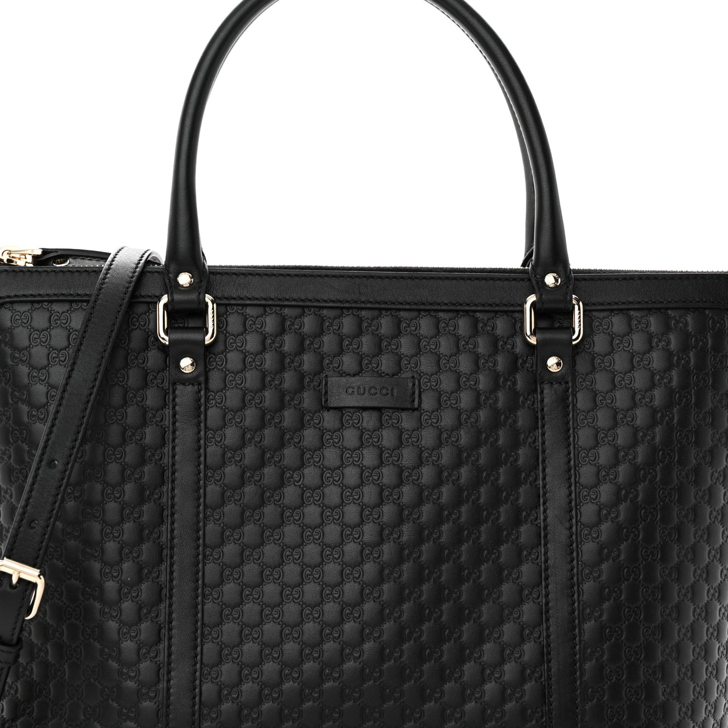 Soft Microguccissima Small Zippered Satchel Black