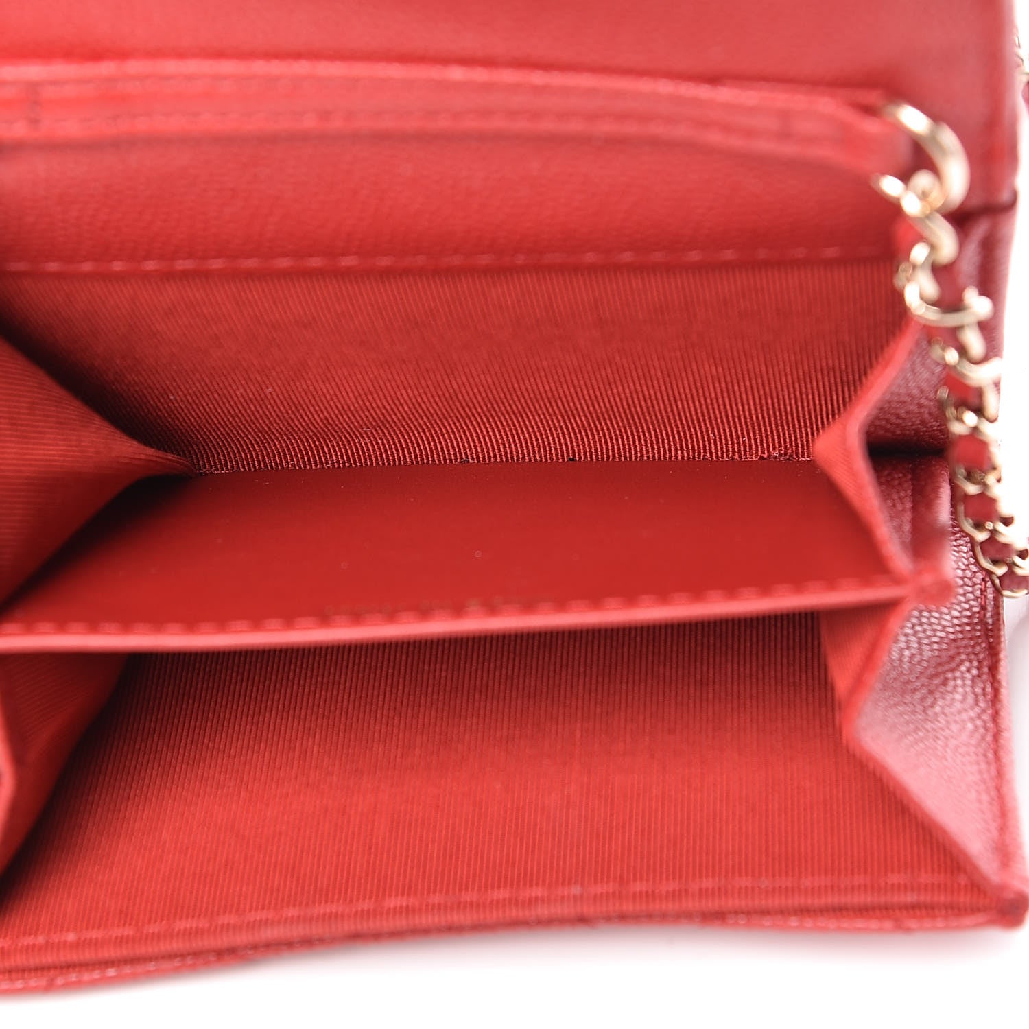 Chanel Caviar Quilted Flap Card Holder On Chain Red 5 of 12