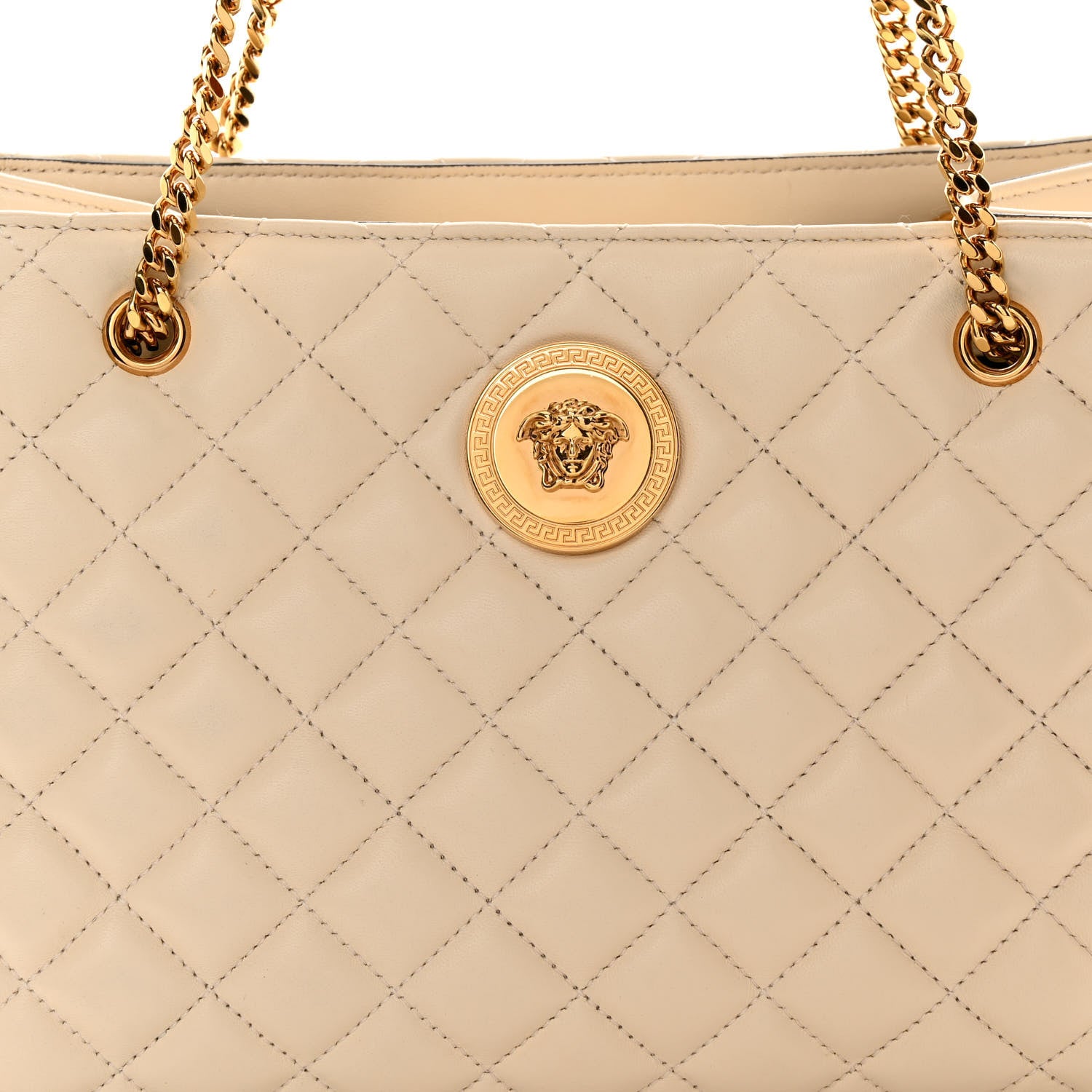 Versace Nappa Quilted Medusa Chain Bag Beige 7 of 10