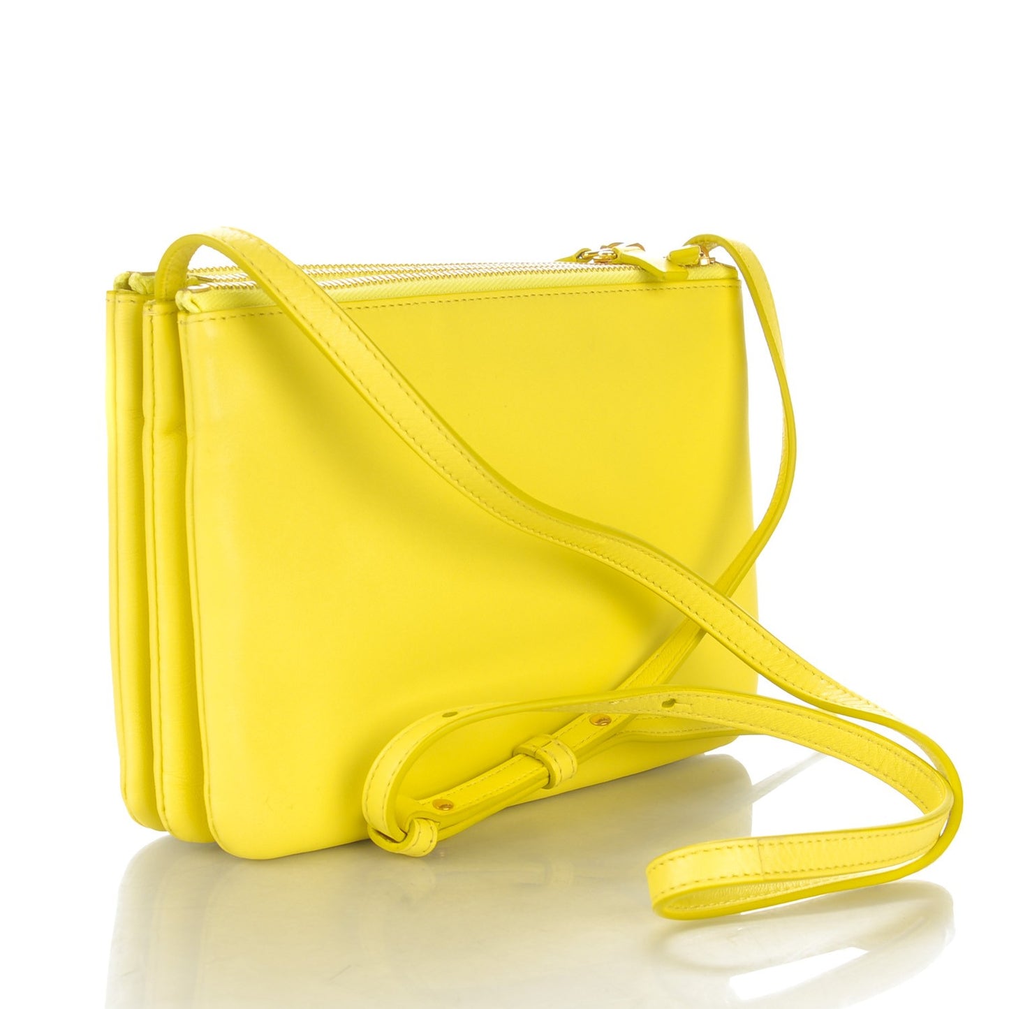 Lambskin Small Trio Crossbody Bag Fluo Yellow