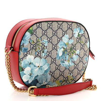 Gucci GG Supreme Monogram Blooms Mini Chain Shoulder Bag Beige Blue Navy Hibiscus Red 3 of 10