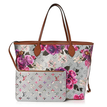 Louis Vuitton Metallic Monogram LV Garden Neverfull MM Silver 1 of 10
