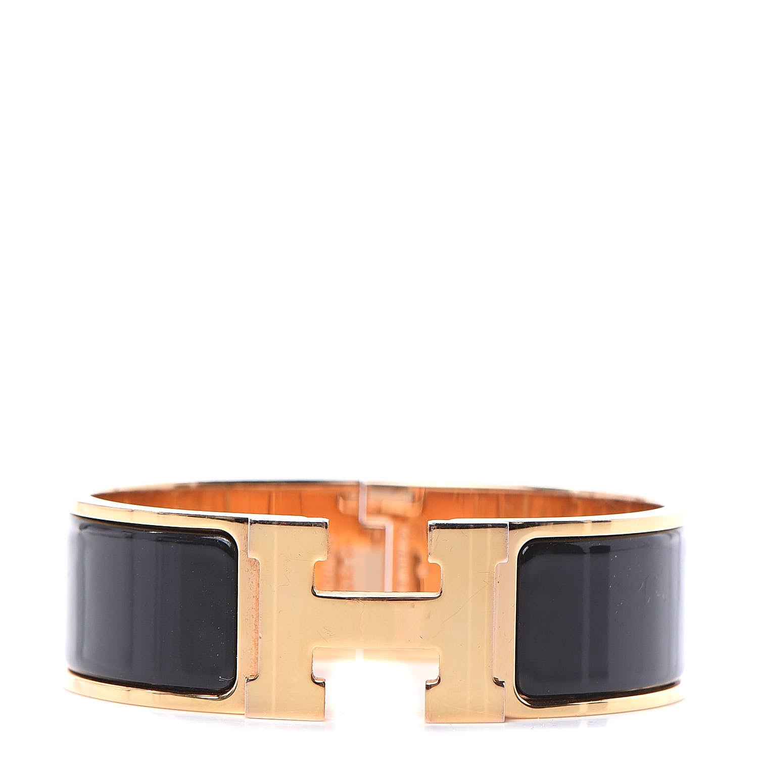 Hermes Enamel Wide Clic Clac H Bracelet GM Black 1 of 6
