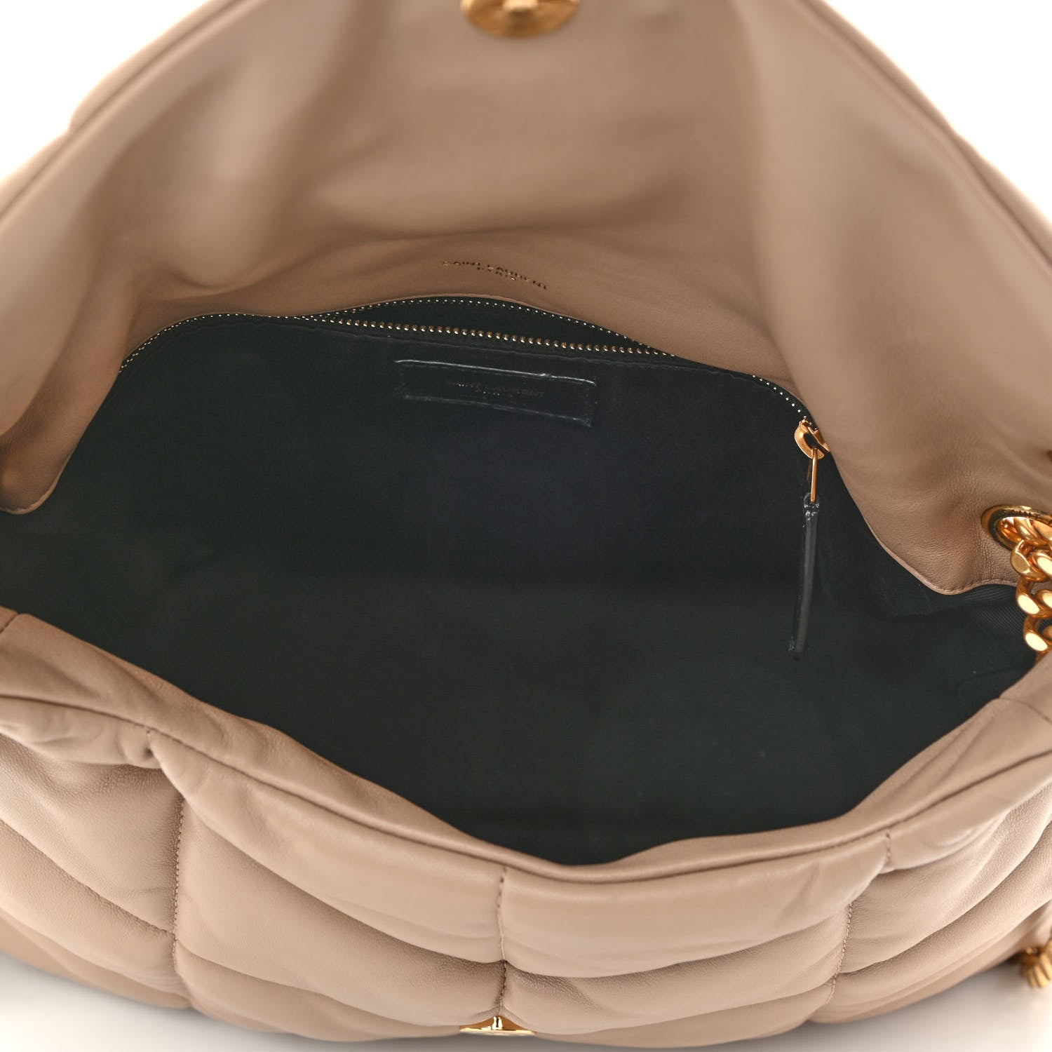 Saint Laurent Lambskin Quilted Medium Loulou Puffer Monogram Chain Satchel Dark Beige 5 of 16