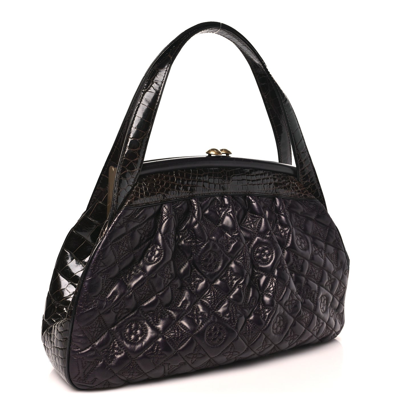 Monogram Vienna Alligator Sac Fermoir GM Aubergine