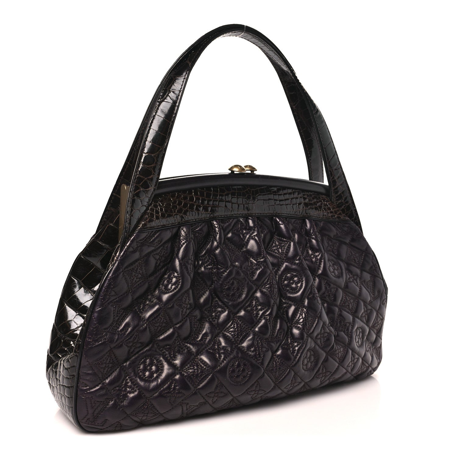 Louis Vuitton Monogram Vienna Alligator Sac Fermoir GM Aubergine 3 of 9