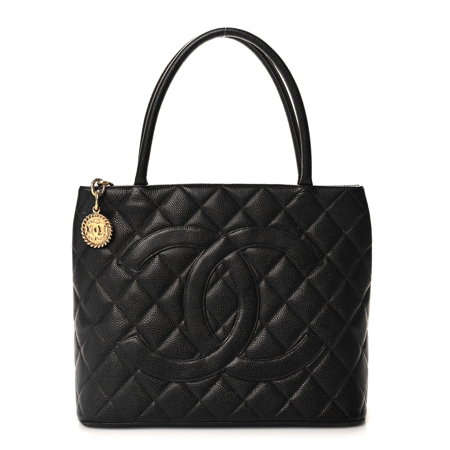 Caviar Quilted Medallion Tote Black