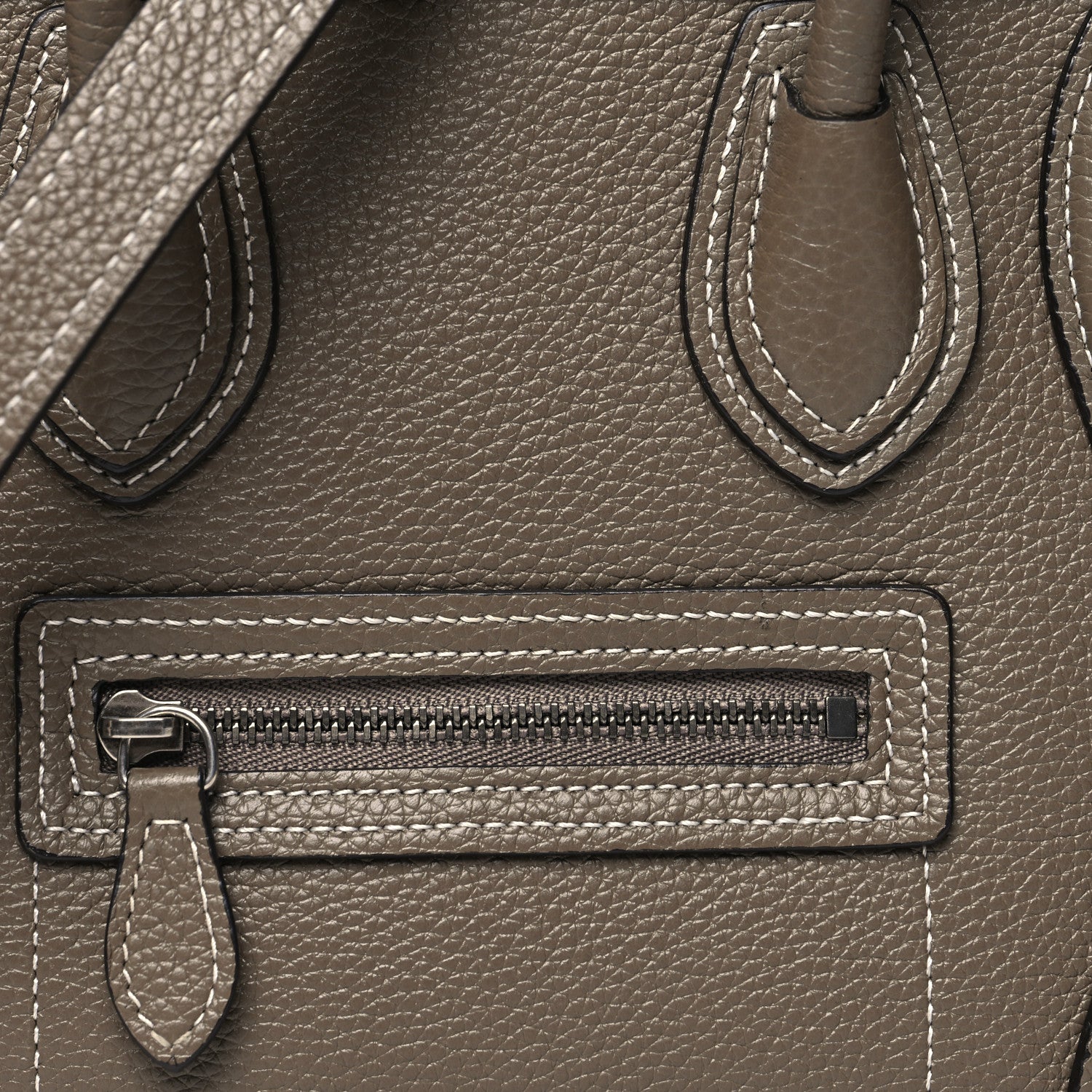 Celine Drummed Calfskin Nano Luggage Souris 9 of 13