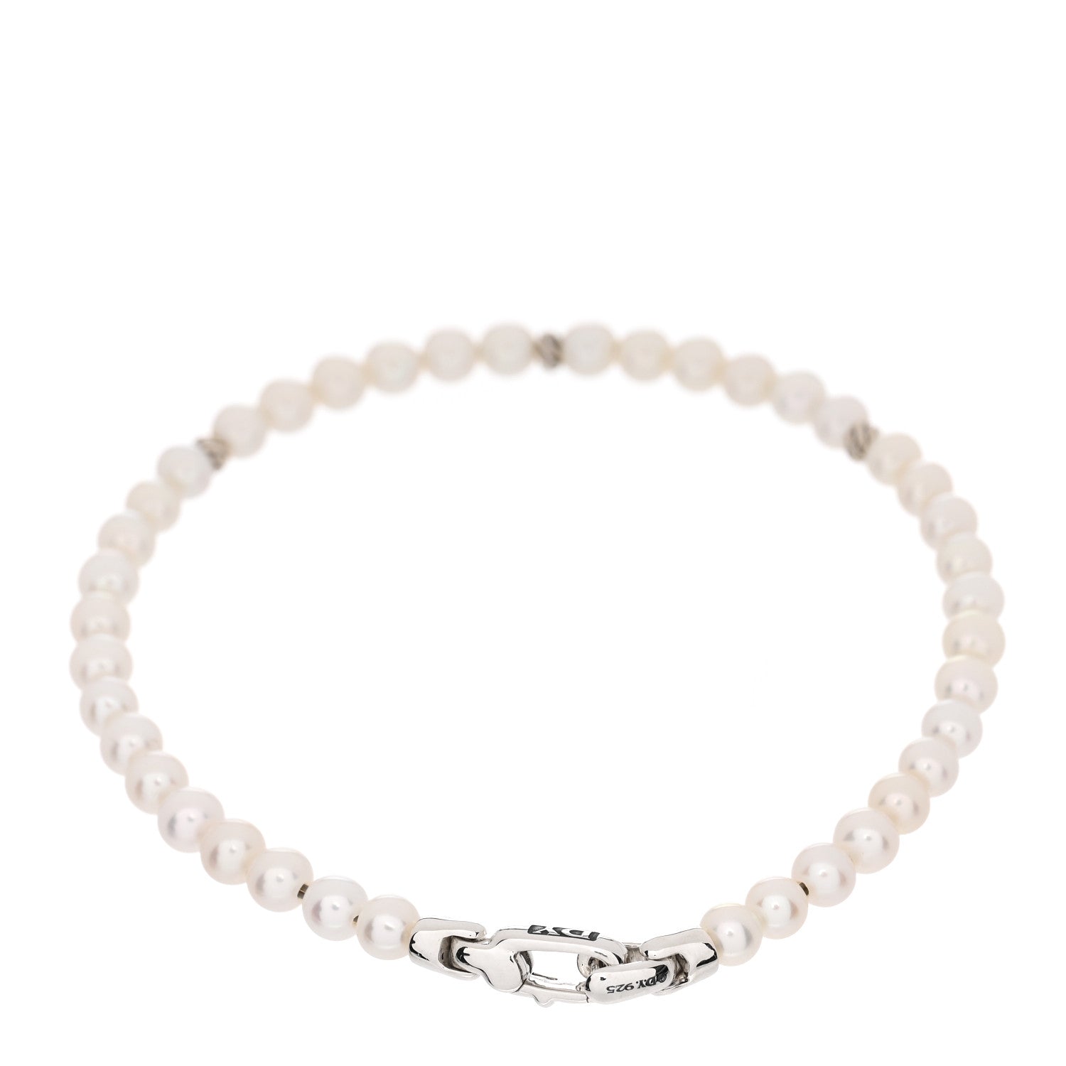 David Yurman Sterling Silver Pearl 4mm Bijoux Spiritual Beads Bracelet 2 of 3