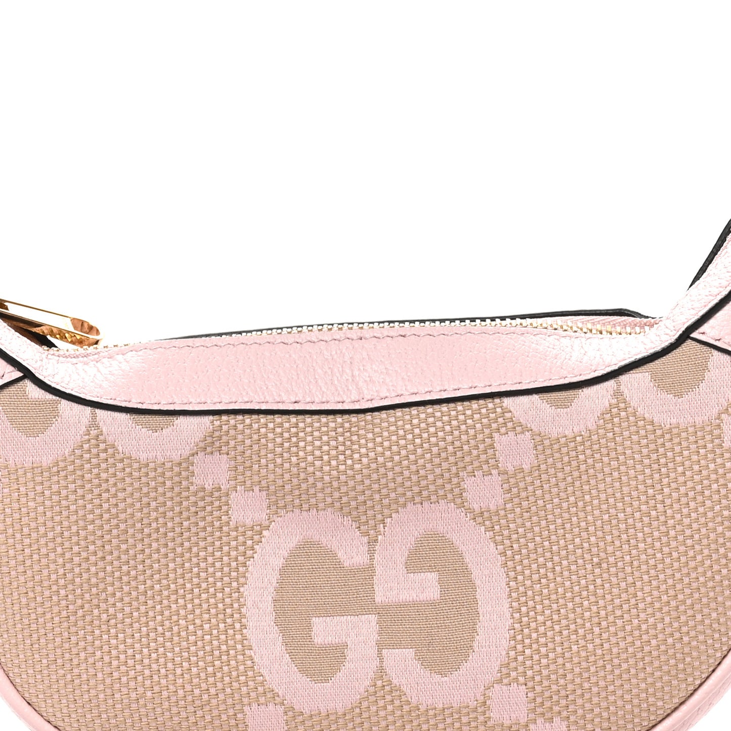 Monogram Jumbo GG Textured Dollar Calfskin Mini Ophidia Half Moon Hobo Beige Perfect Pink
