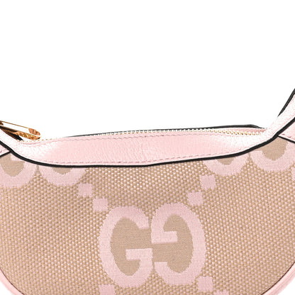 Gucci Monogram Jumbo GG Textured Dollar Calfskin Mini Ophidia Half Moon Hobo Beige Perfect Pink 7 of 9