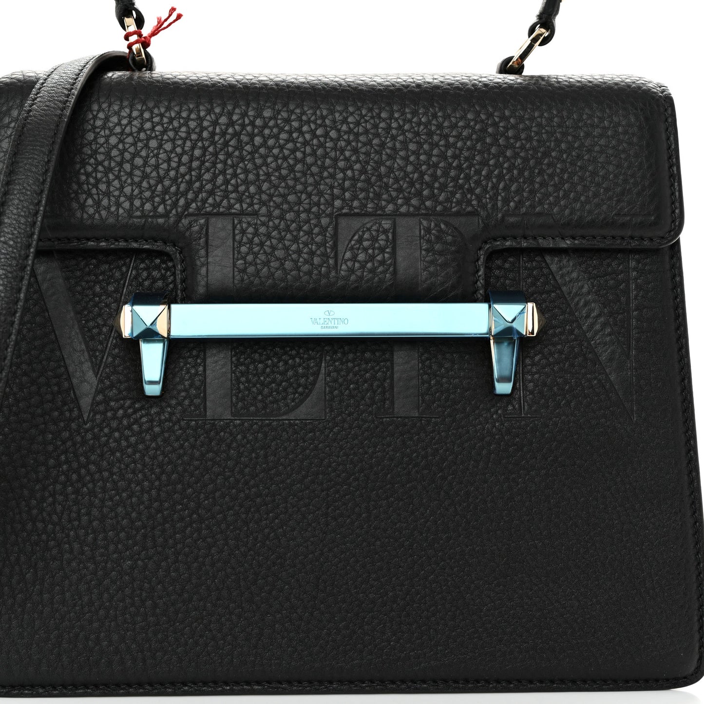 Grainy Calfskin Embossed VLTN Uptown Top Handle Bag Black