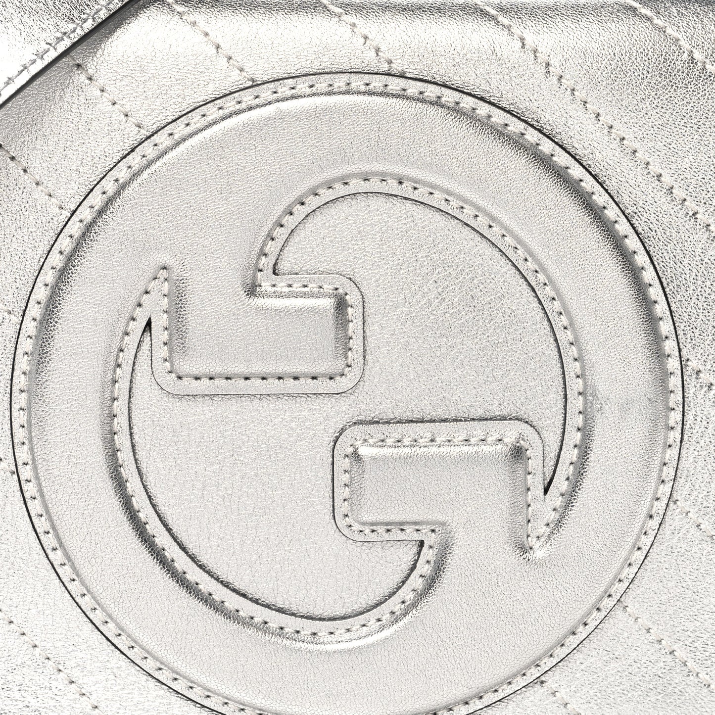 Metallic Sakai Be Green Calfskin Diagonal Stitched Small Blondie Shoulder Bag Silver