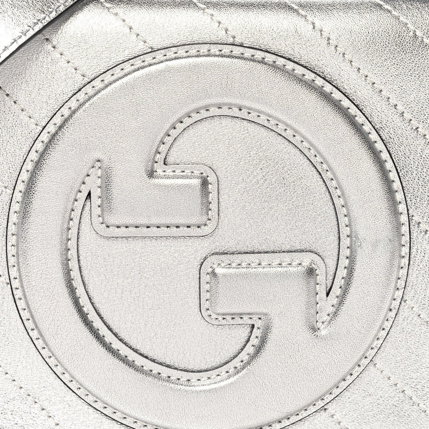 Gucci Metallic Sakai Be Green Calfskin Diagonal Stitched Small Blondie Shoulder Bag Silver 8 of 10