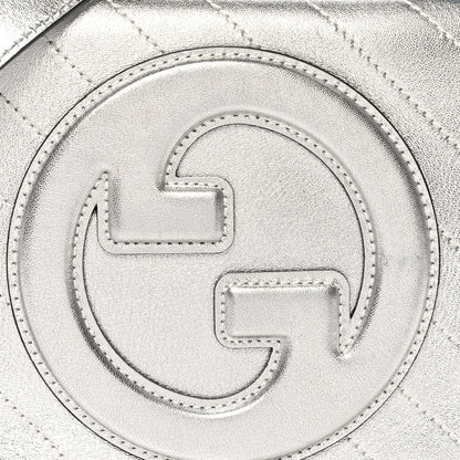 Gucci Metallic Sakai Be Green Calfskin Diagonal Stitched Small Blondie Shoulder Bag Silver 8 of 10
