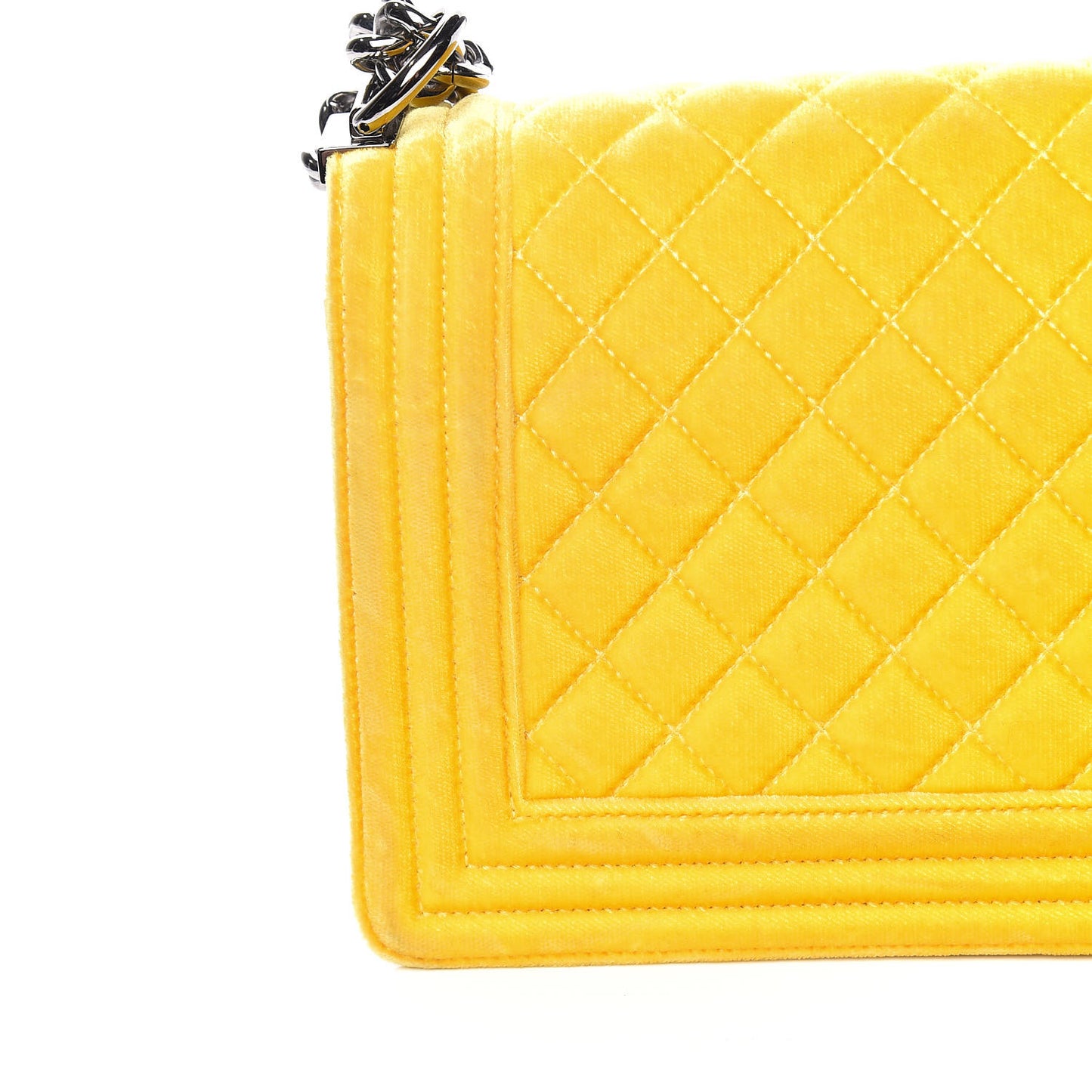 Velvet Quilted Medium Boy Flap Yellow