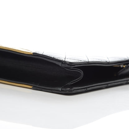 Chanel Lambskin Metallic Calfskin Crocodile Embossed Clutch Black Gold 9 of 9