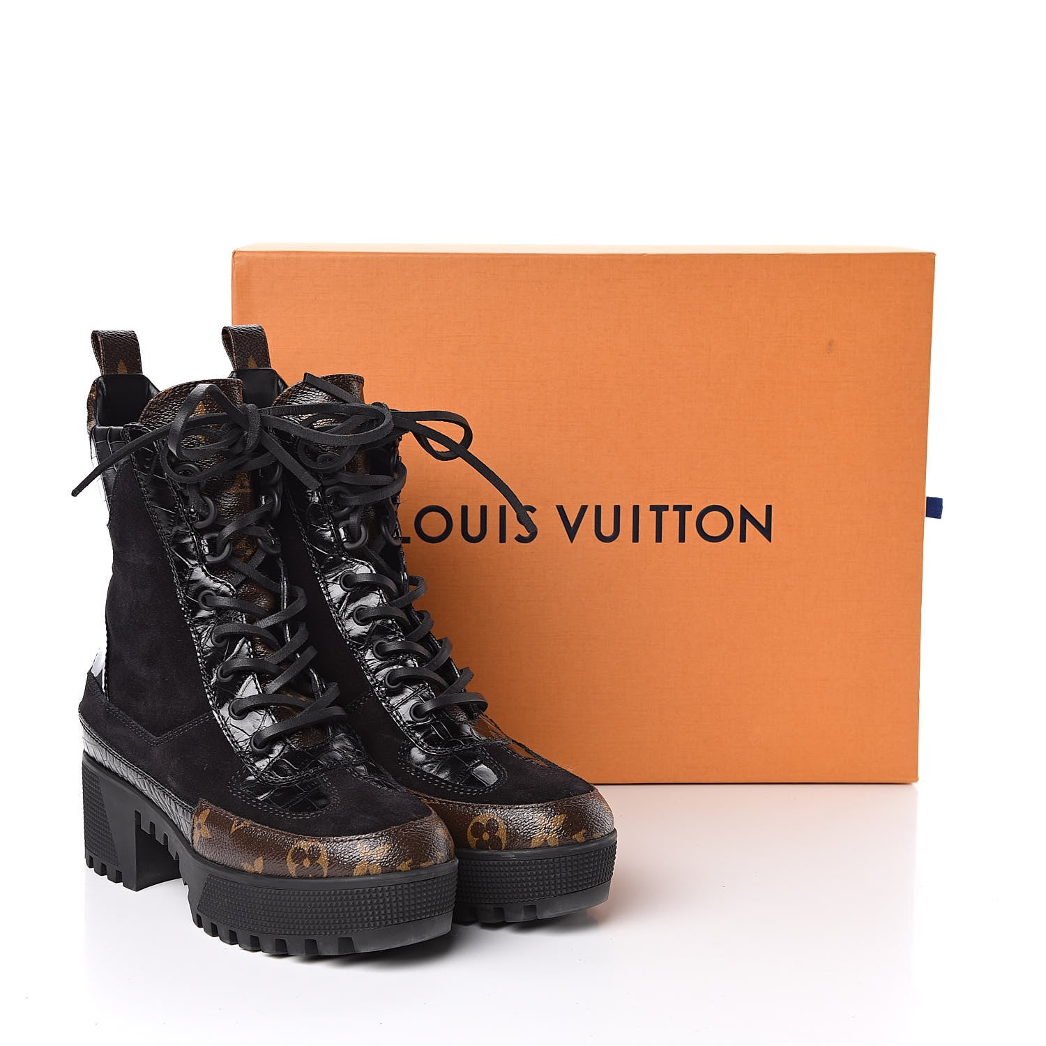 Louis Vuitton Suede Calfskin Monogram Laureate Platform Desert Boots 36 Black 7 of 7