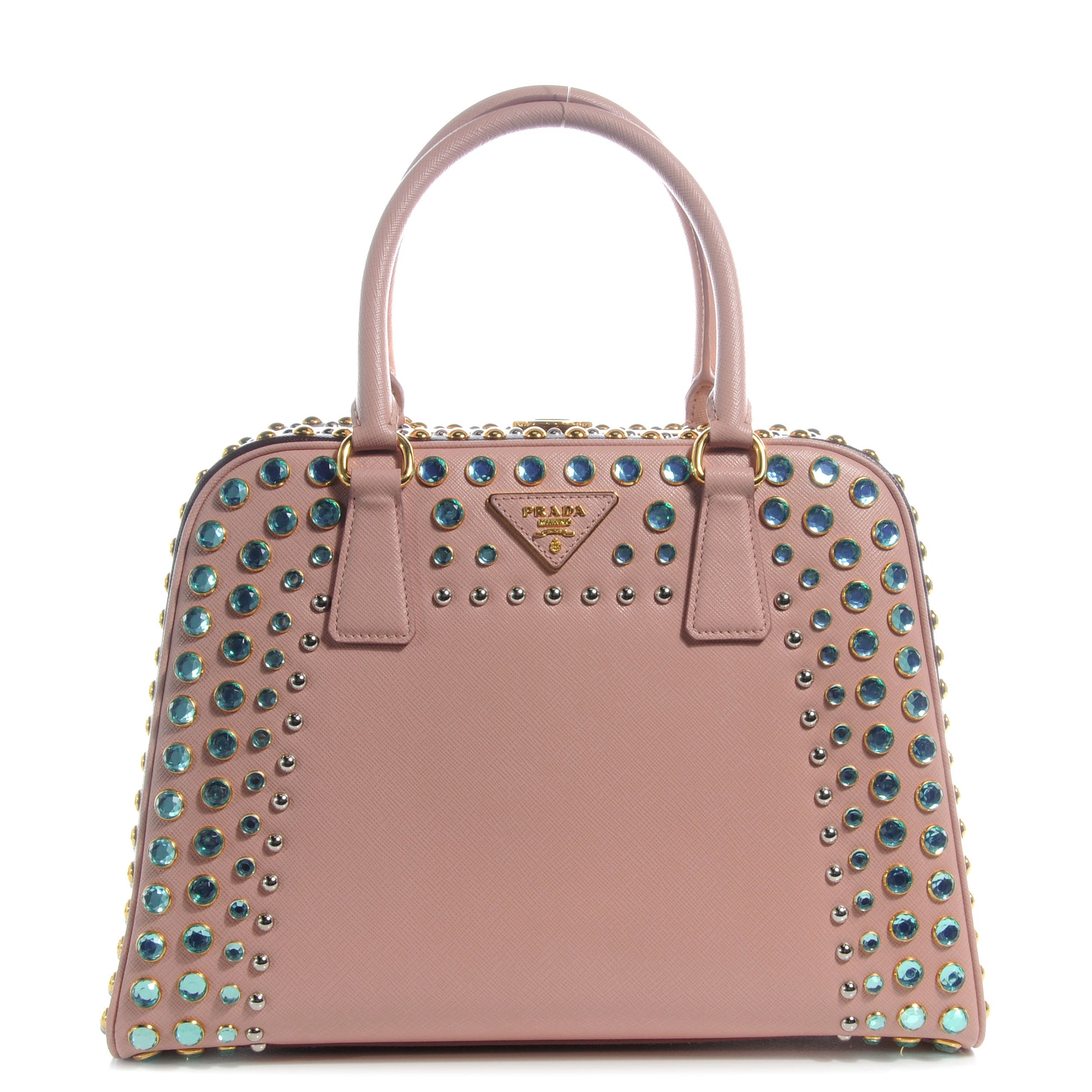 Prada Saffiano Crystal Pyramid Bag Cerniera Orchidea Granato 1 of 8
